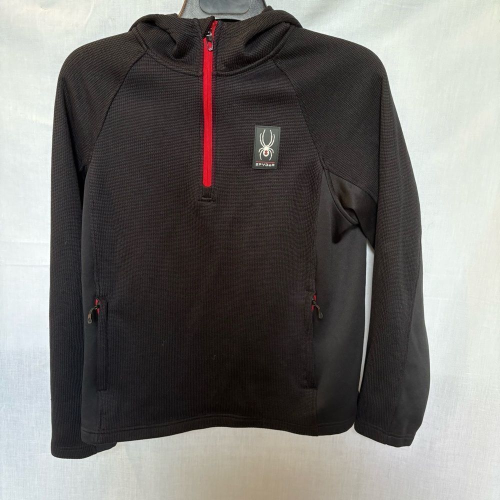 Women's Spyder Black Warm Up Hoodie with Red Zipper Size M